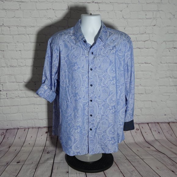 Tasso Elba Mens Paisley Button Up Shirt - Picture 1 of 6
